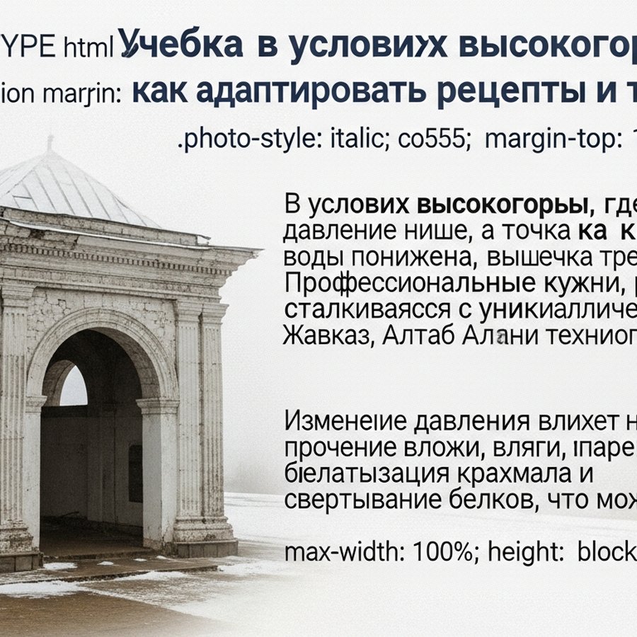 Практический пример по теме: Выпечка в условиях высокогорья: как адаптировать рецепты и техкарты