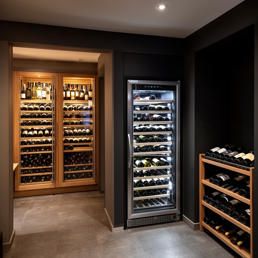 Пример комбинированного хранения: шкаф, витрина и стеллаж